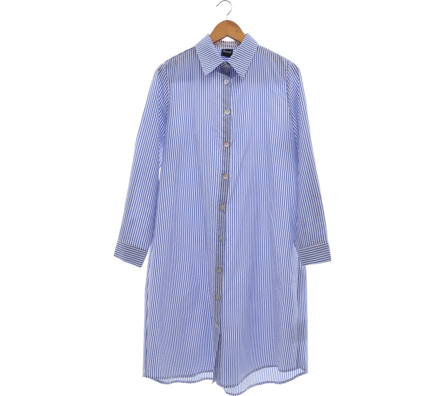 8wood Blue & White Striped Dress Shirt