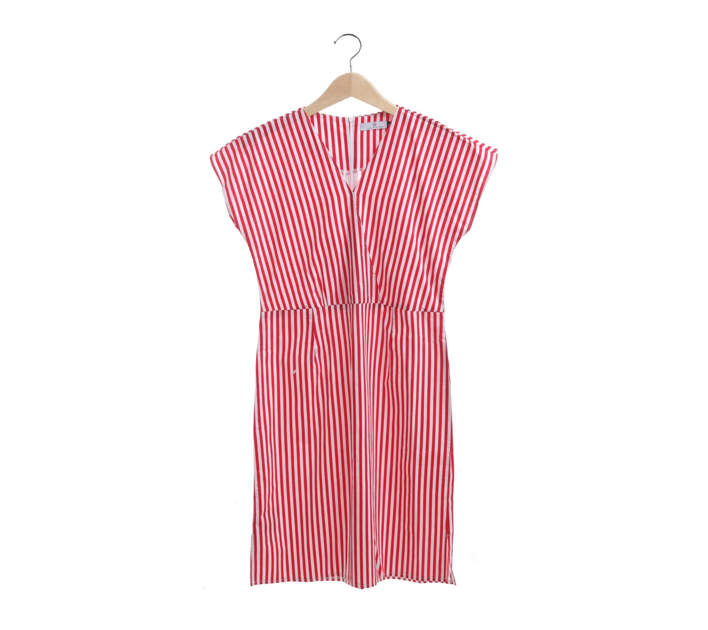 Callie Cotton White & Red Striped Mini Dress