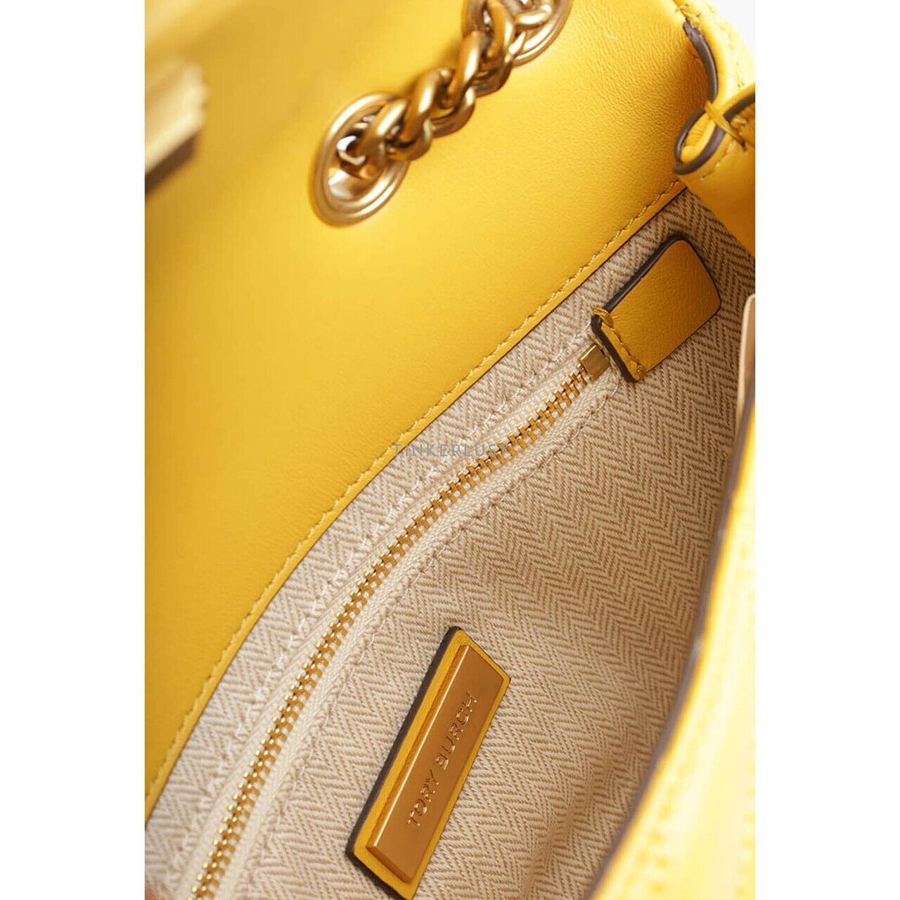 Tory Burch Small Kira Chevron Convertible in Golden Sunset with Rolled Brass Hardware Shoulder Bag