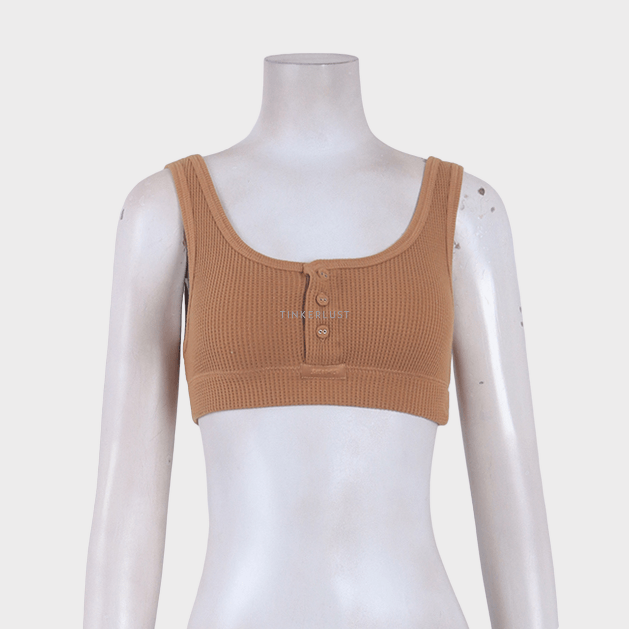 Skims Brown Knit Cropped Top