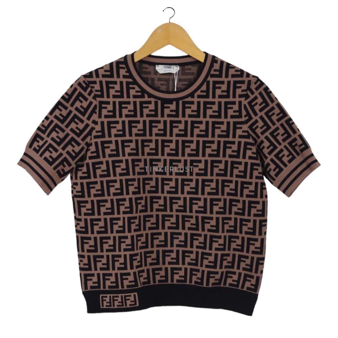 Fendi Brown Zucca Monogram Knit Pullover Top