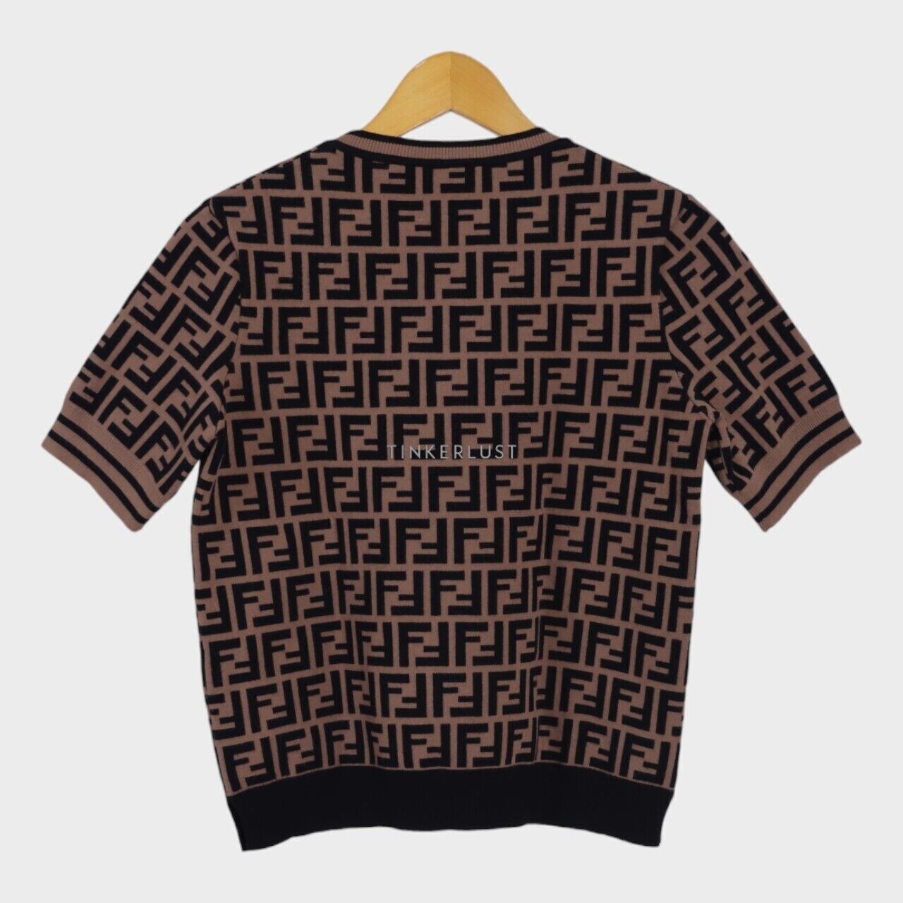 Fendi Brown Zucca Monogram Knit Pullover Top