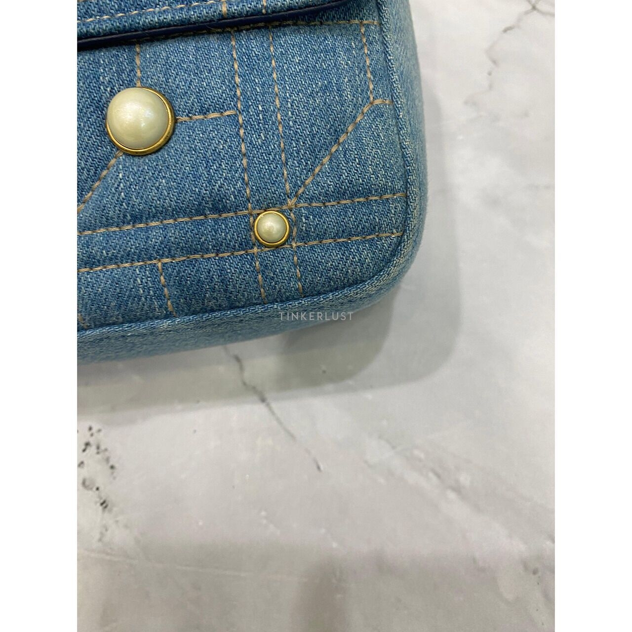 Gucci Marmont Mini Denim Pearl GHW 2017 Shoulder Bag