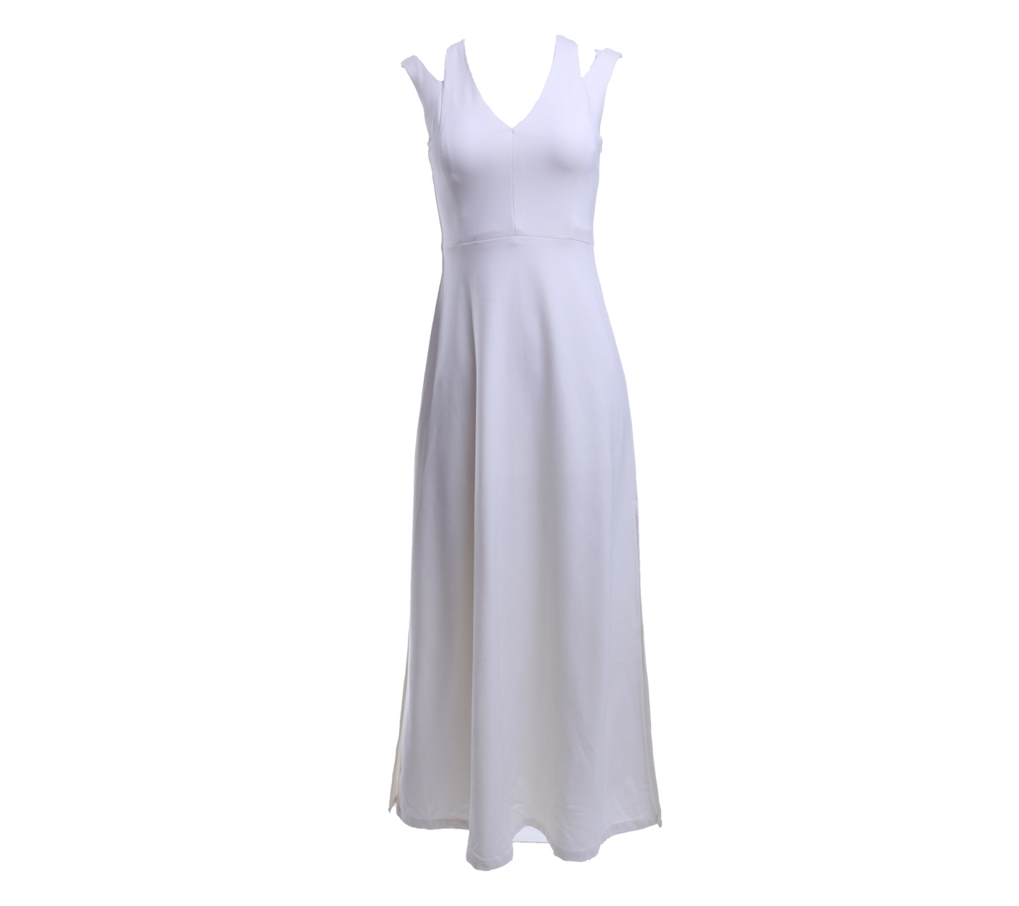 Klarra White Slit Long Dress