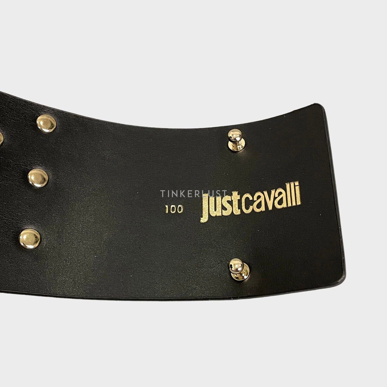 Just Cavalli Stud Black Suede Leather GHW Belt