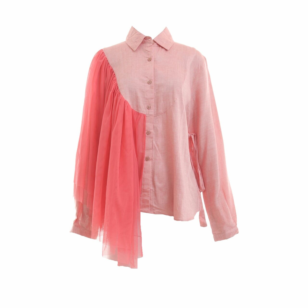 Namirah The Label Pink Ruffle Shirt
