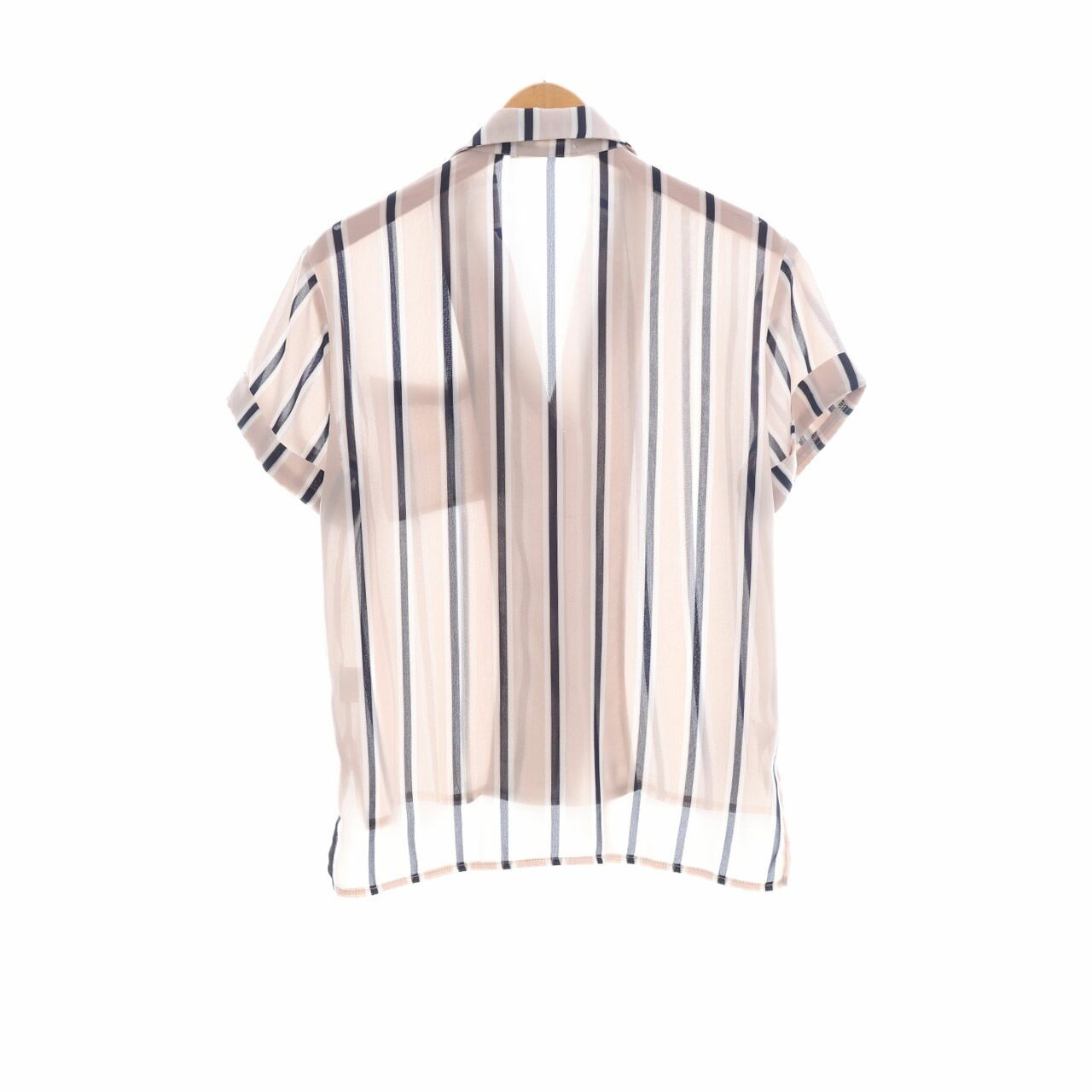 Brandy Melville Beige/Navy Striped Shirt