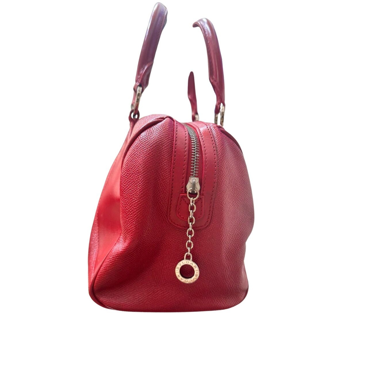 Bvlgari Red Leather Boston Handbag