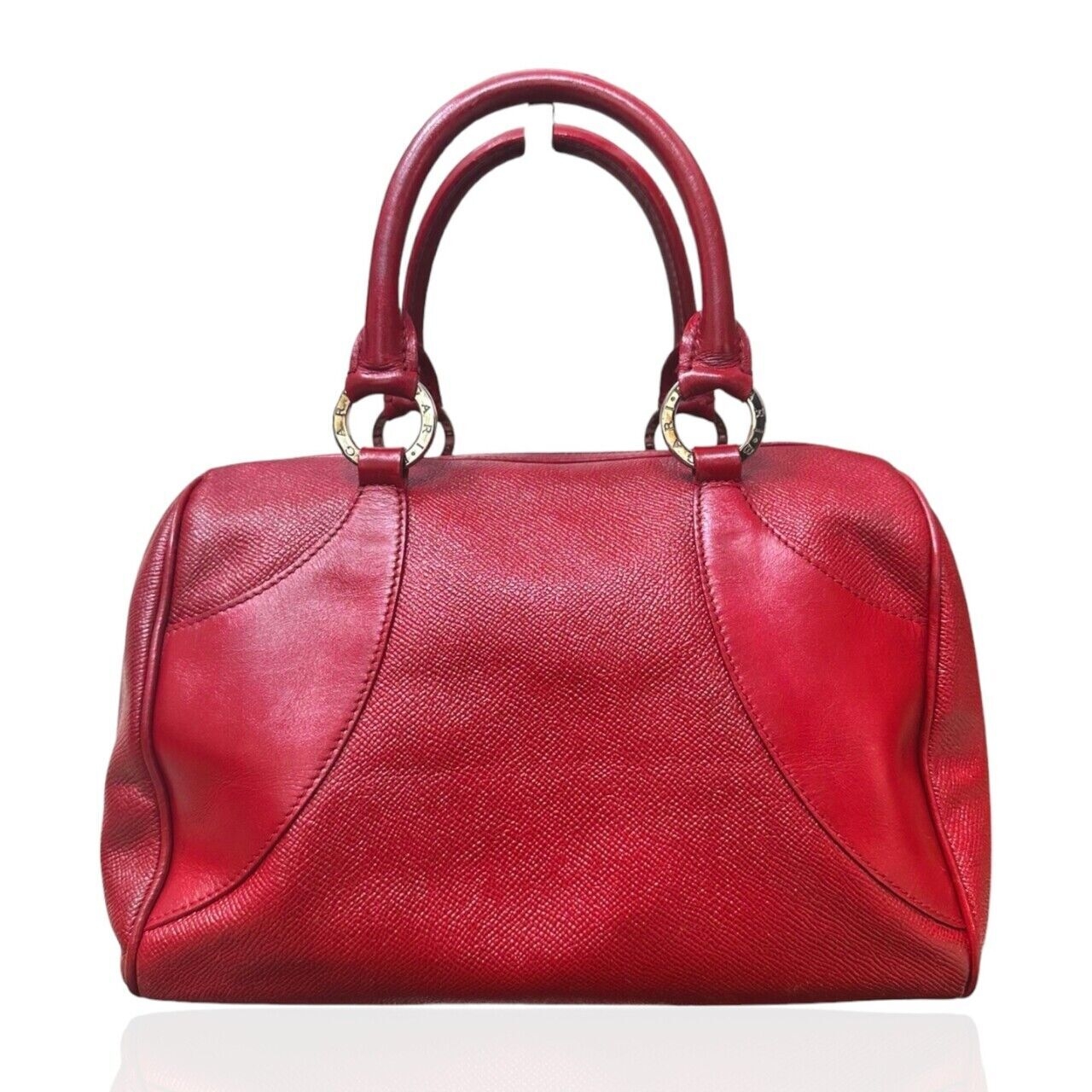 Bvlgari Red Leather Boston Handbag