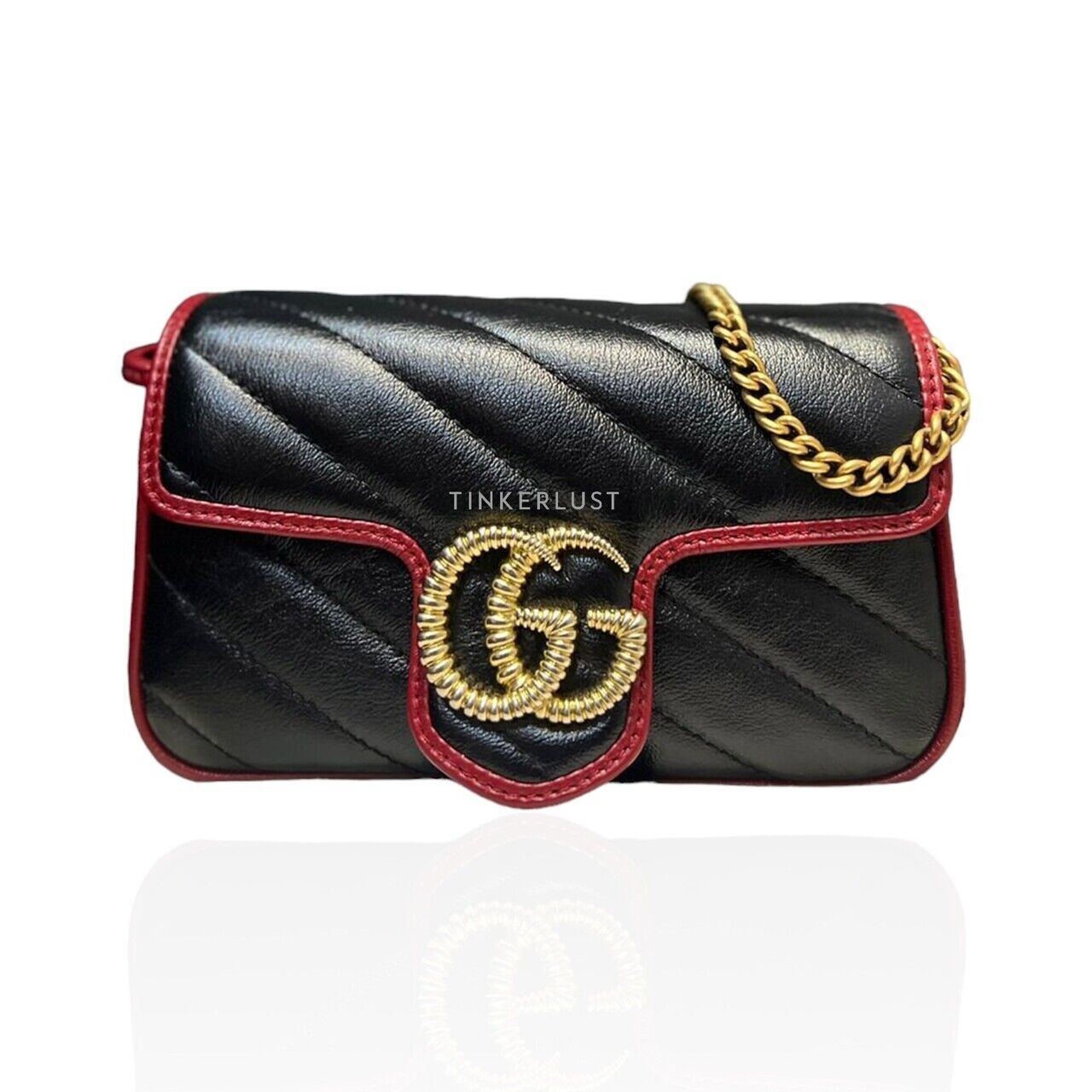 Gucci Marmont Super Mini Red Black 2023 GHW Shoulder Bag