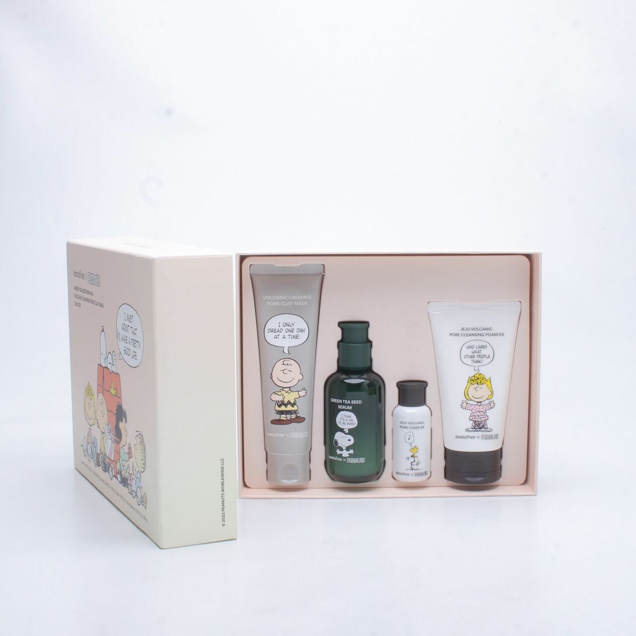 Innisfree x Peanuts Green Tea Seed Serum & Volcanic Calming Pore Clay Mask Duo Set Sets and Palette
