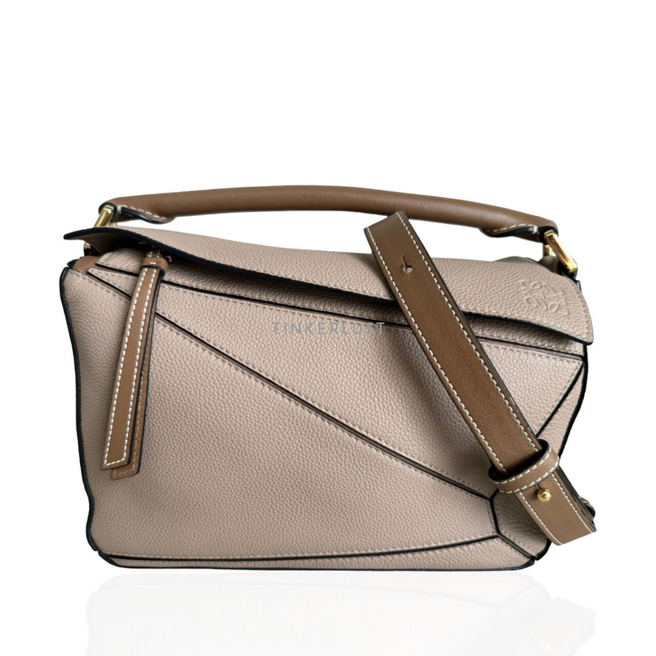 Loewe Puzzle Small Taupe Grained Leather GHW 2020 Satchel