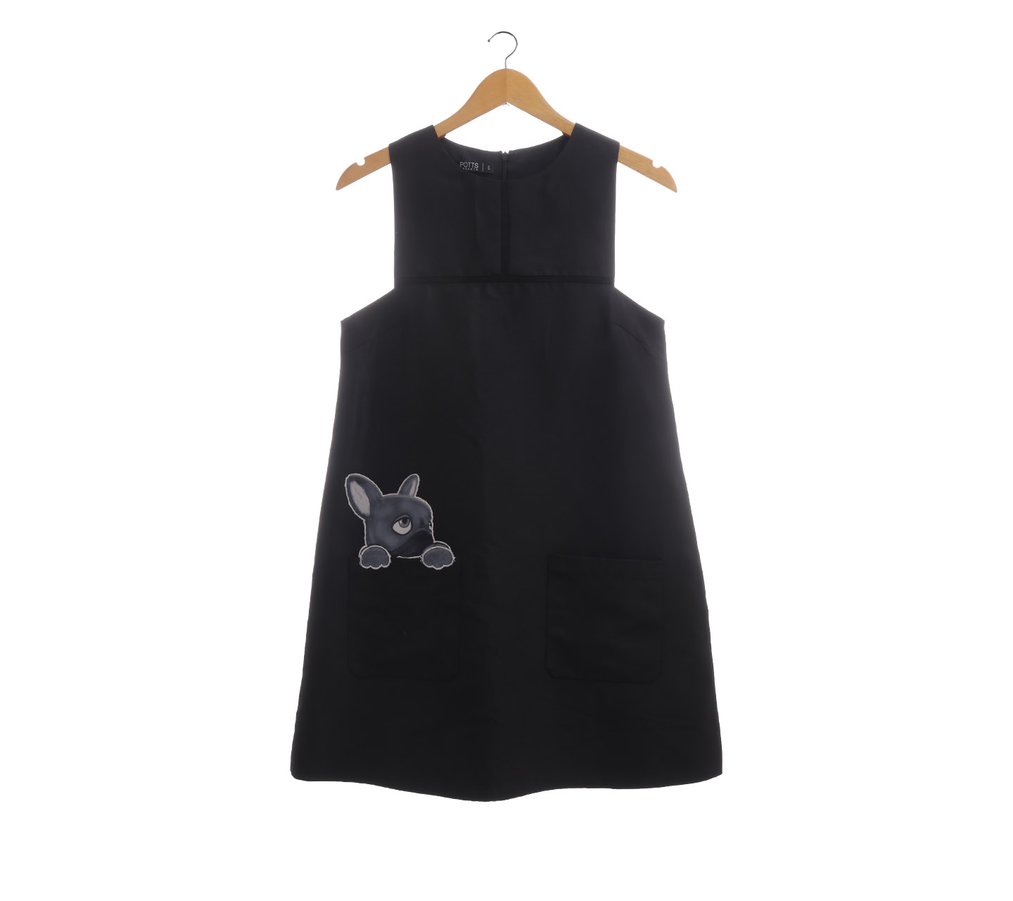 Potts Black Applique Mini Dress