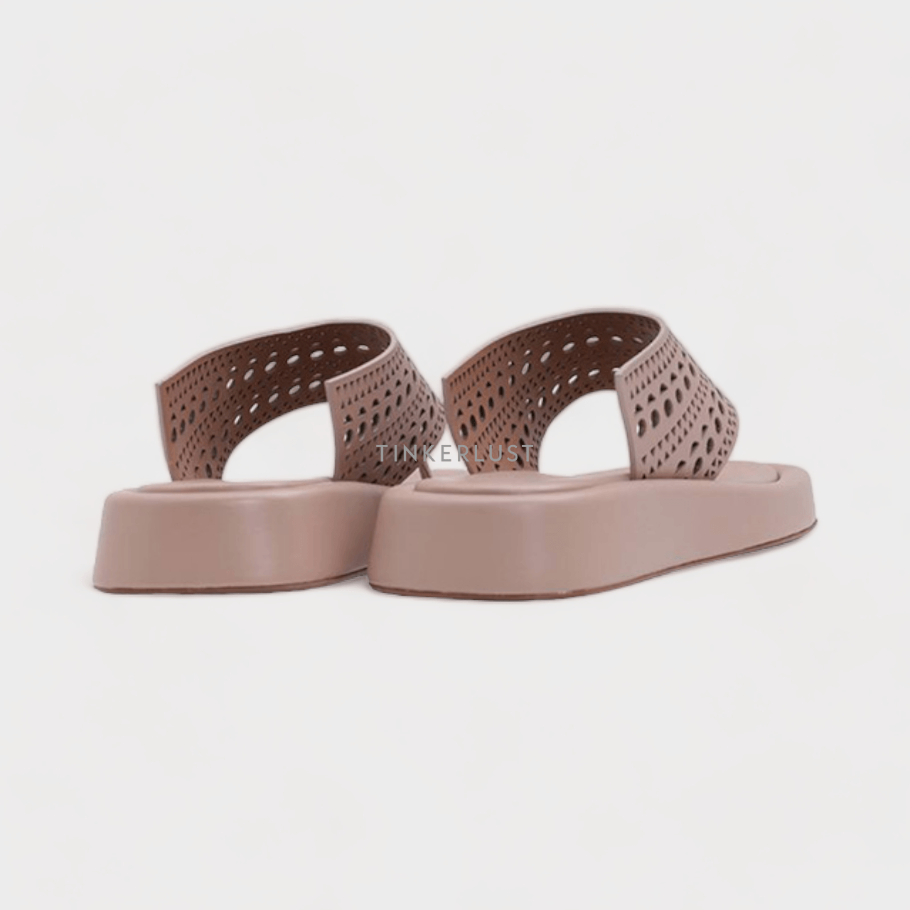 ALAIA Women Lasered Cut Thong in Nude Sandals 