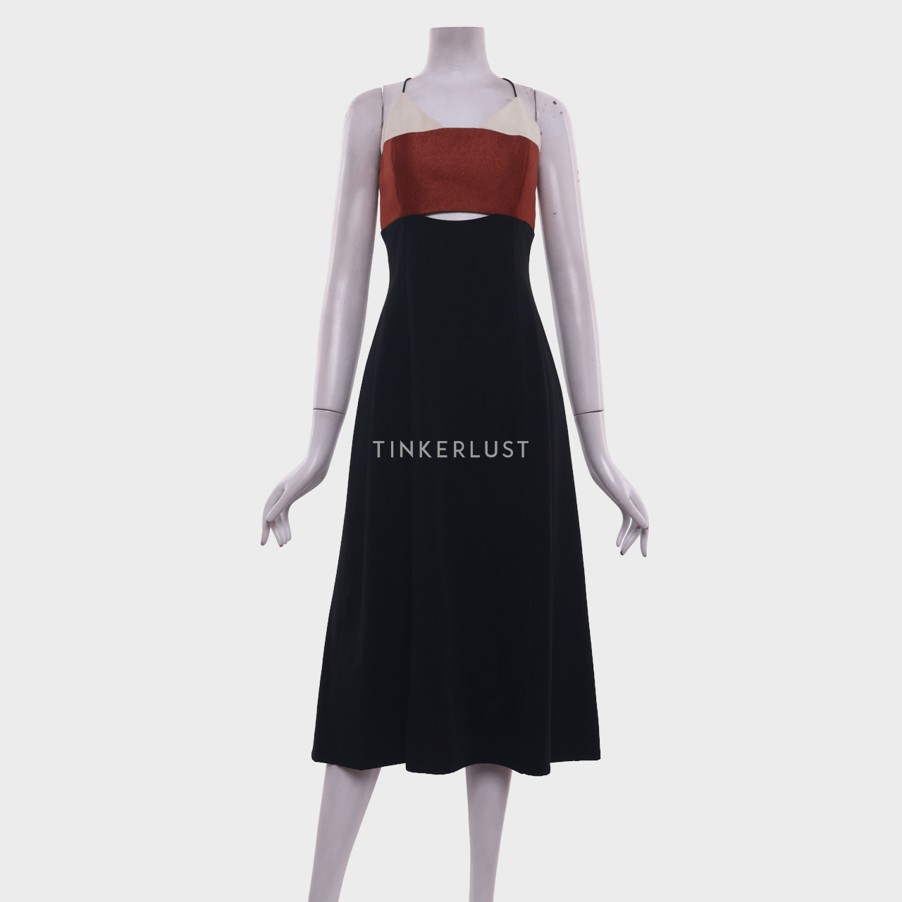 Reves Studio Black & Burnt Orange Midi Dress