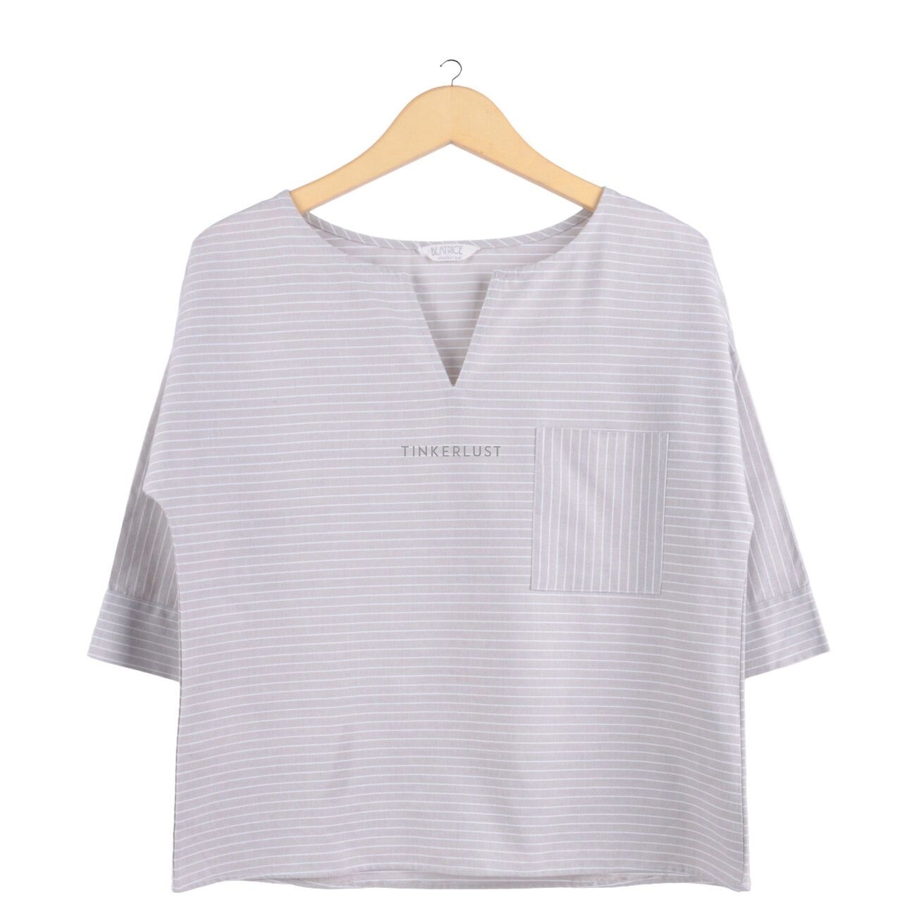 Beatrice Clothing Beige & White Stripes Blouse