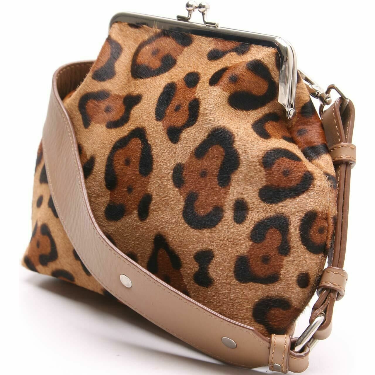 Kaynn Brown Fur Leopard Sling Bag