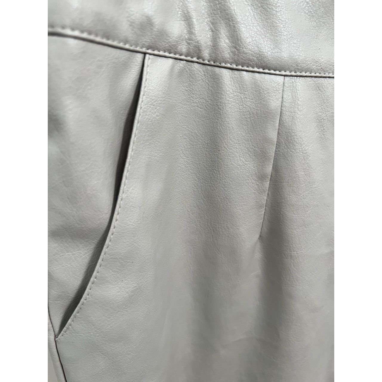 River Island Beige Leather Midi Skirt