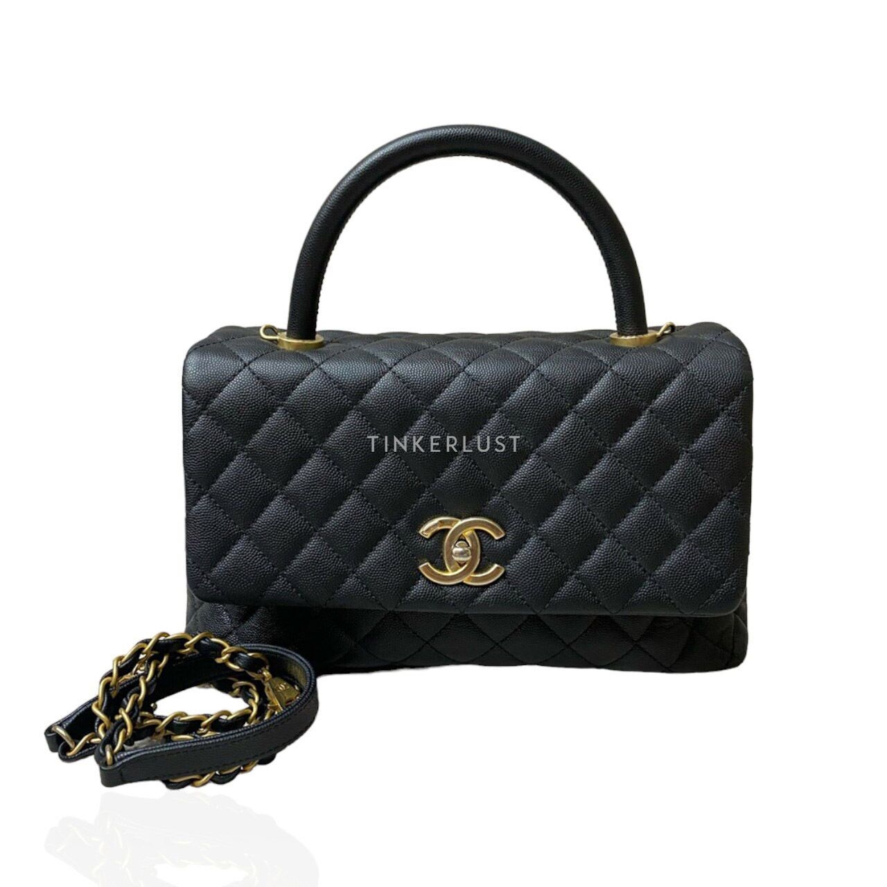 Chanel Coco Handle Medium Black Caviar #23 GHW Satchel