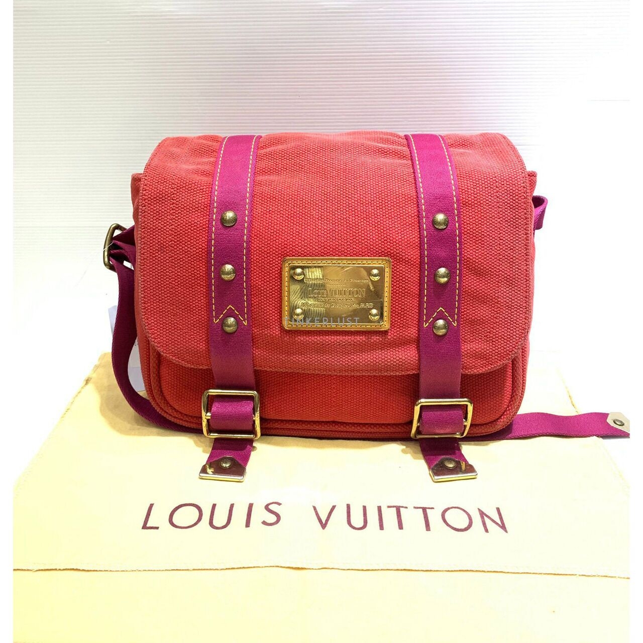 Louis Vuitton Besace PM Messenger Canvas Red List Magenta 2005 Sling Bag