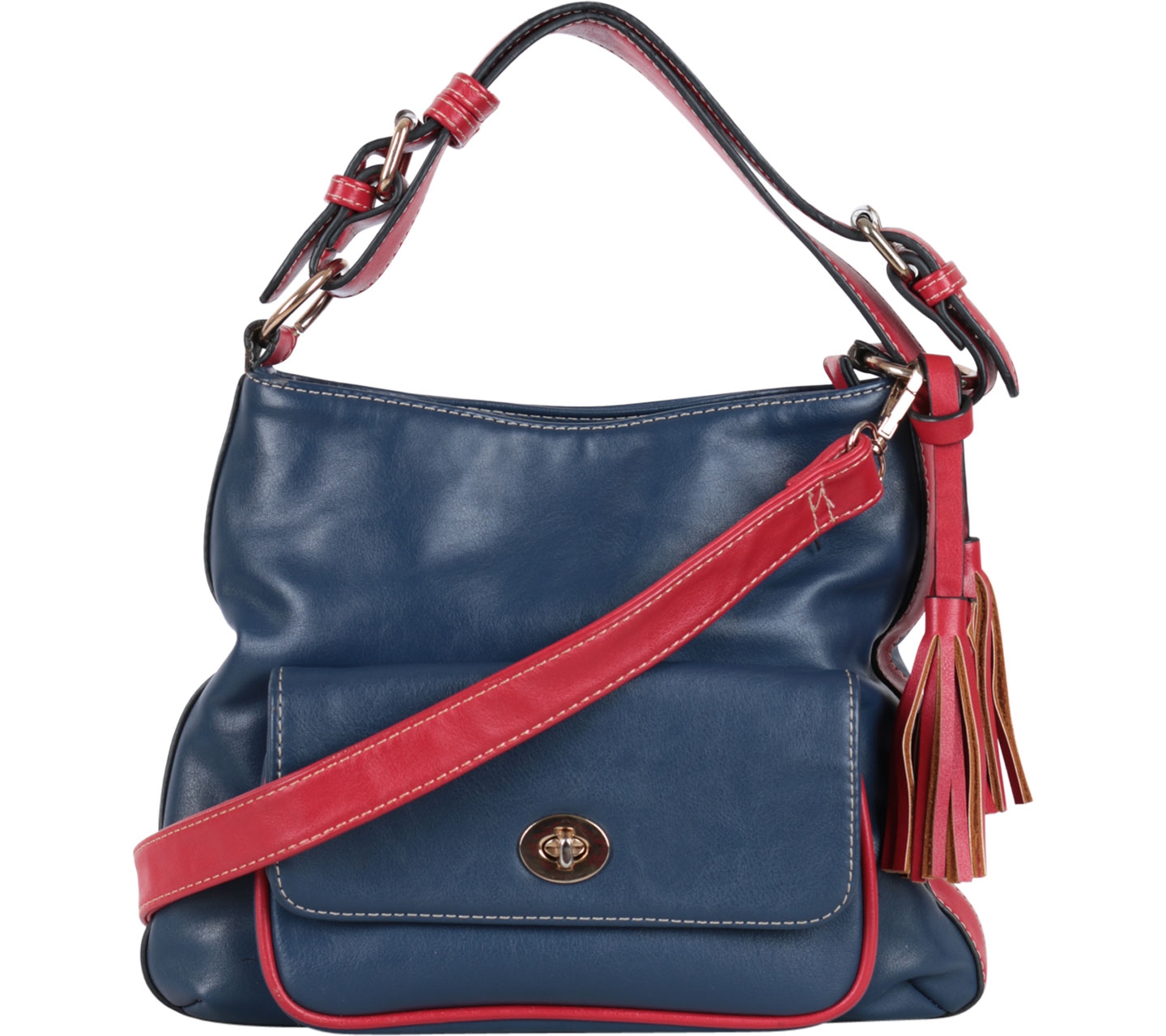 Maaya Dark Blue And Red Tassels Shoulder Bag