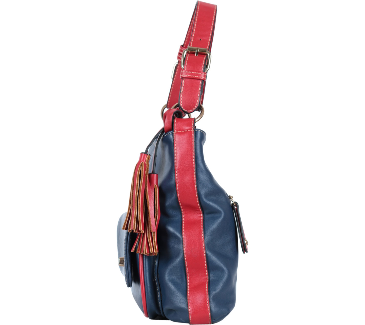Maaya Dark Blue And Red Tassels Shoulder Bag