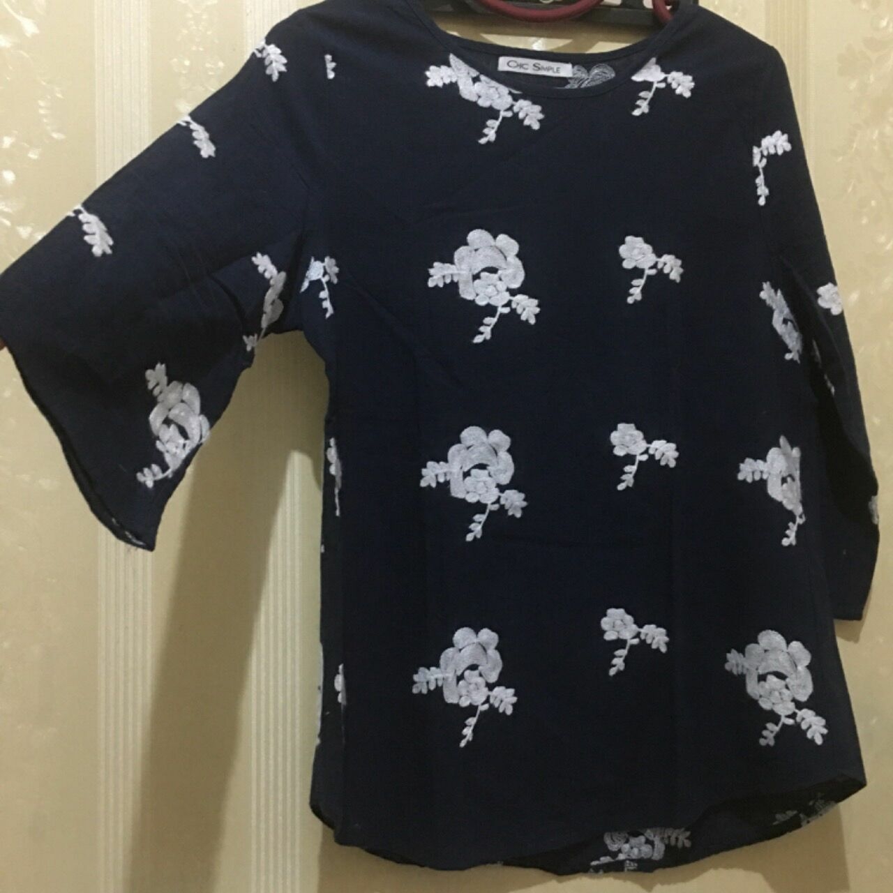 Chic Simple Navy Floral Blouse