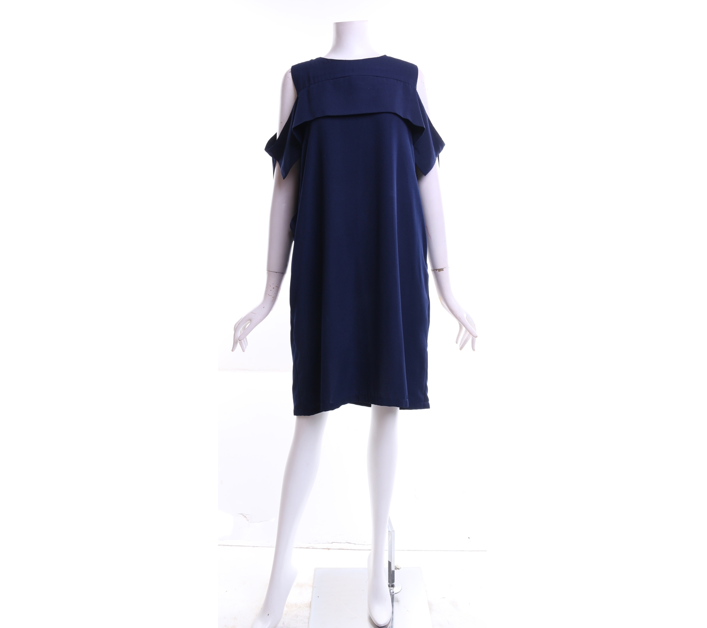 Geulis Navy Cold Shoulder Mini Dress