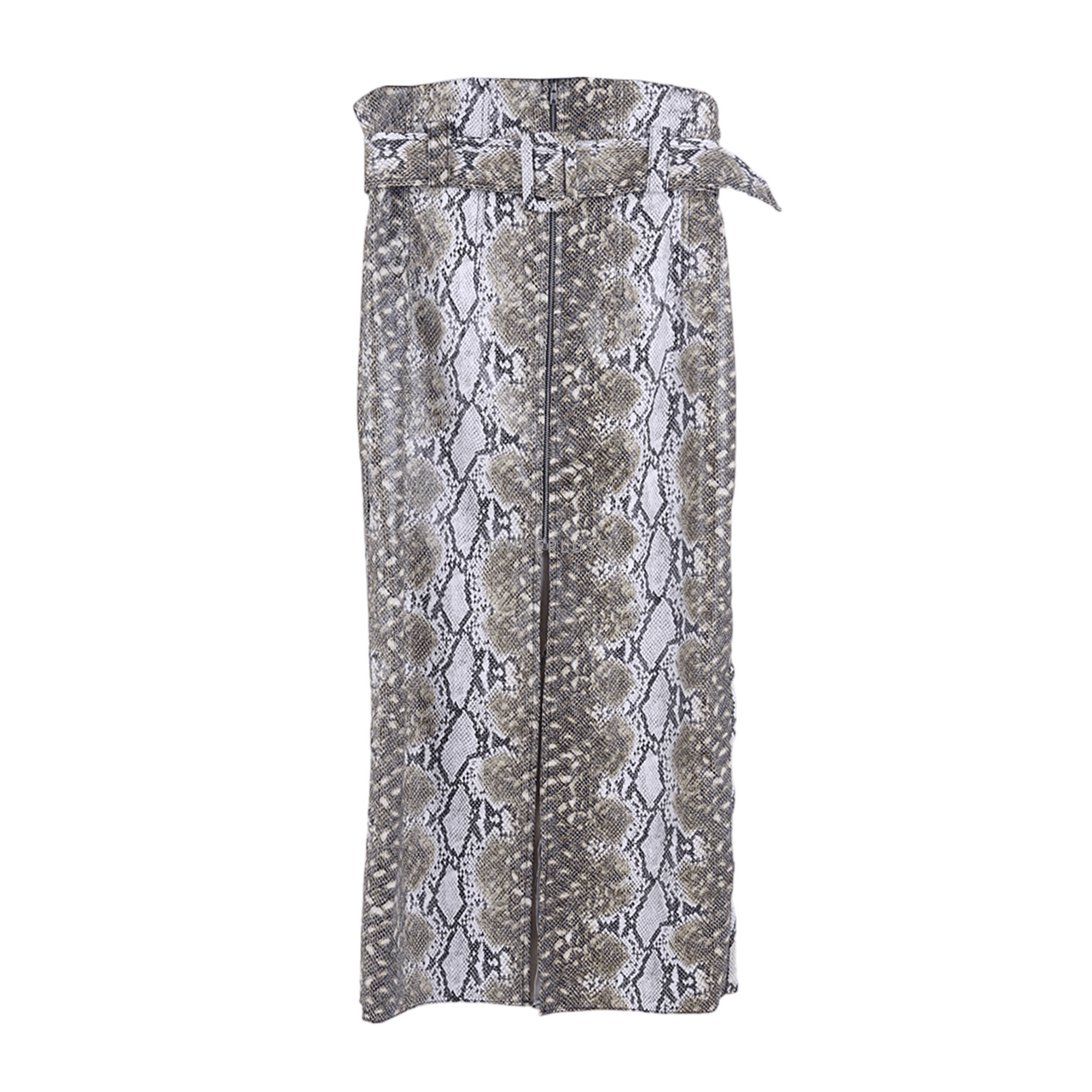 Asos Design Belted Midi Skirt with Zip Detail in Snake Print