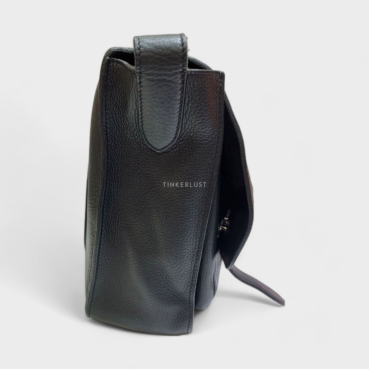 Hermes Steve Caporal Messenger Clemence Leather Black SHW #L Square 2008 Sling Bag