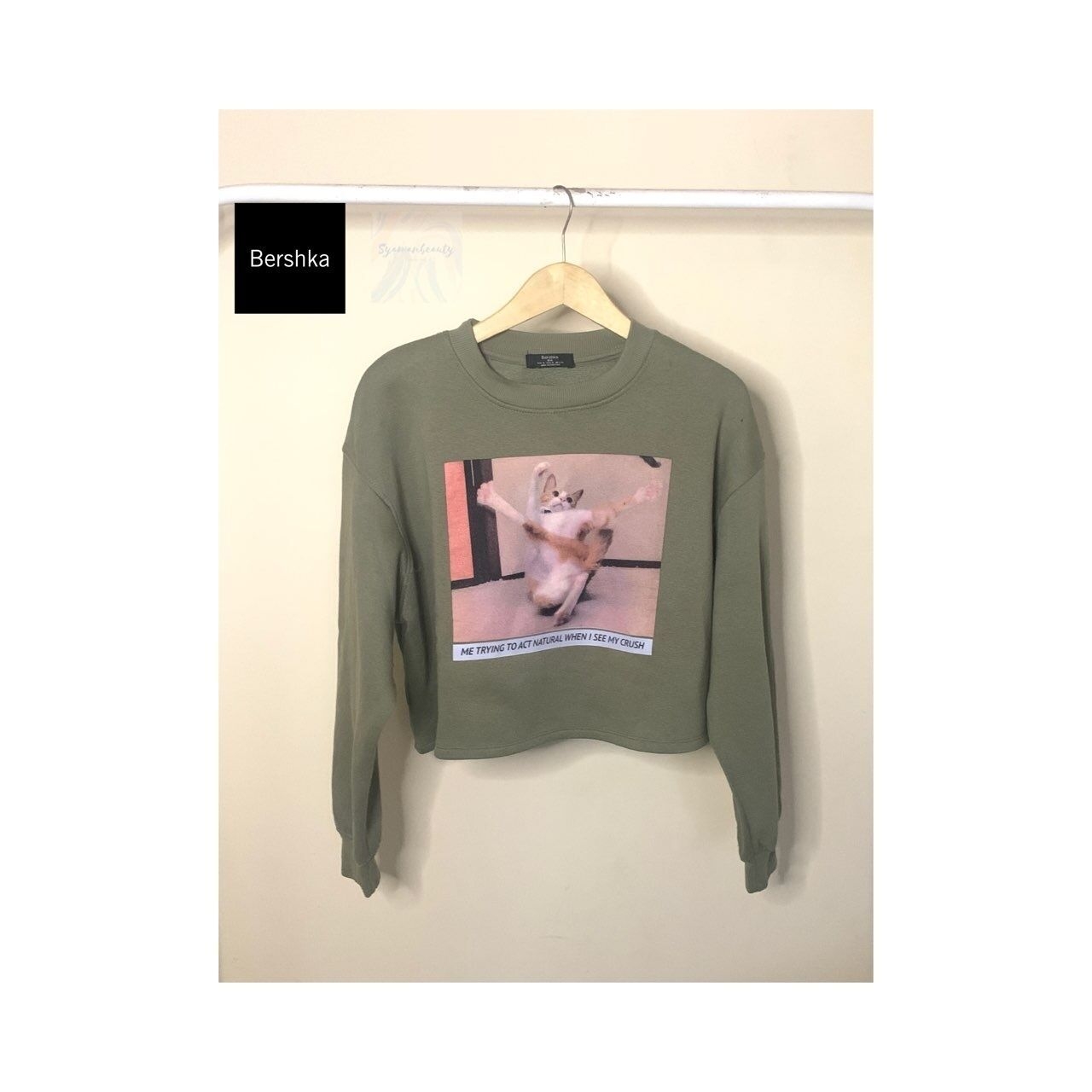 Bershka Green Animal Print Sweater