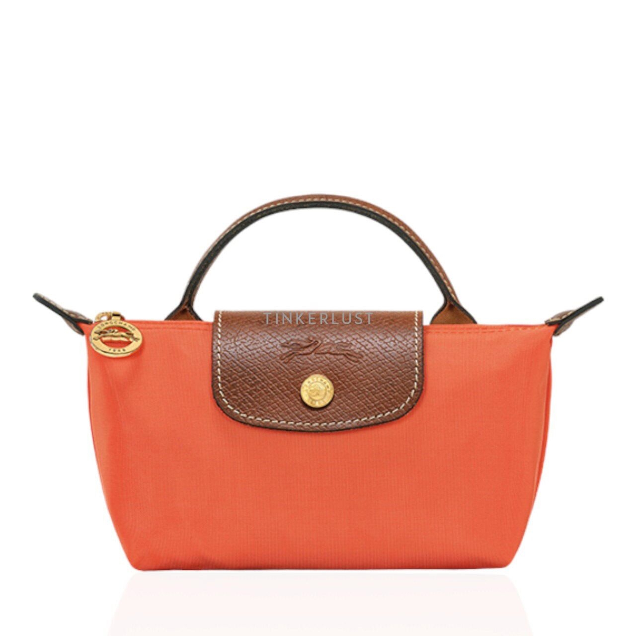 Longchamp Le Pliage Original Pouch in Orange Recycled Canvas with Handle