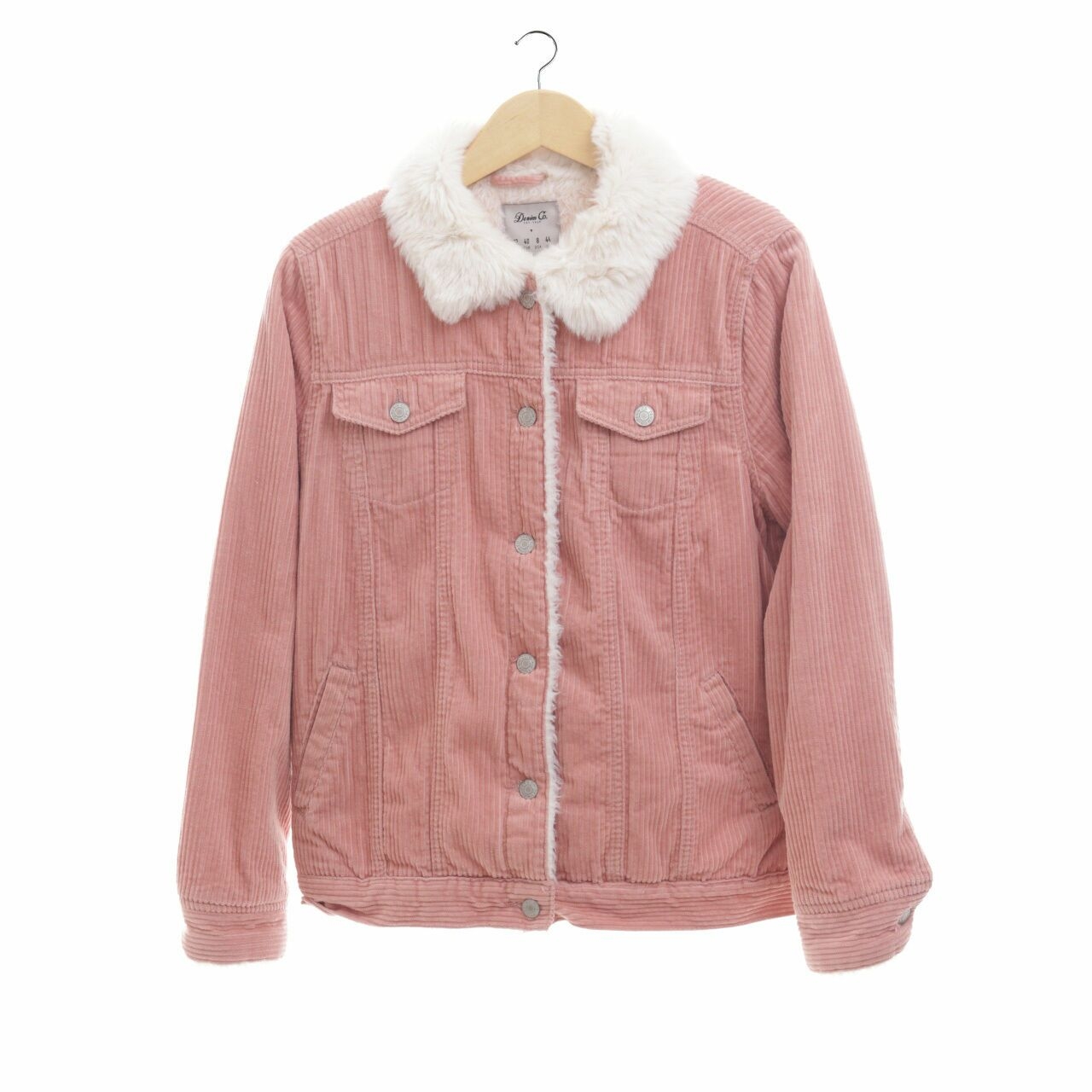 Denim Co Dusty Pink Faux Fur Jacket