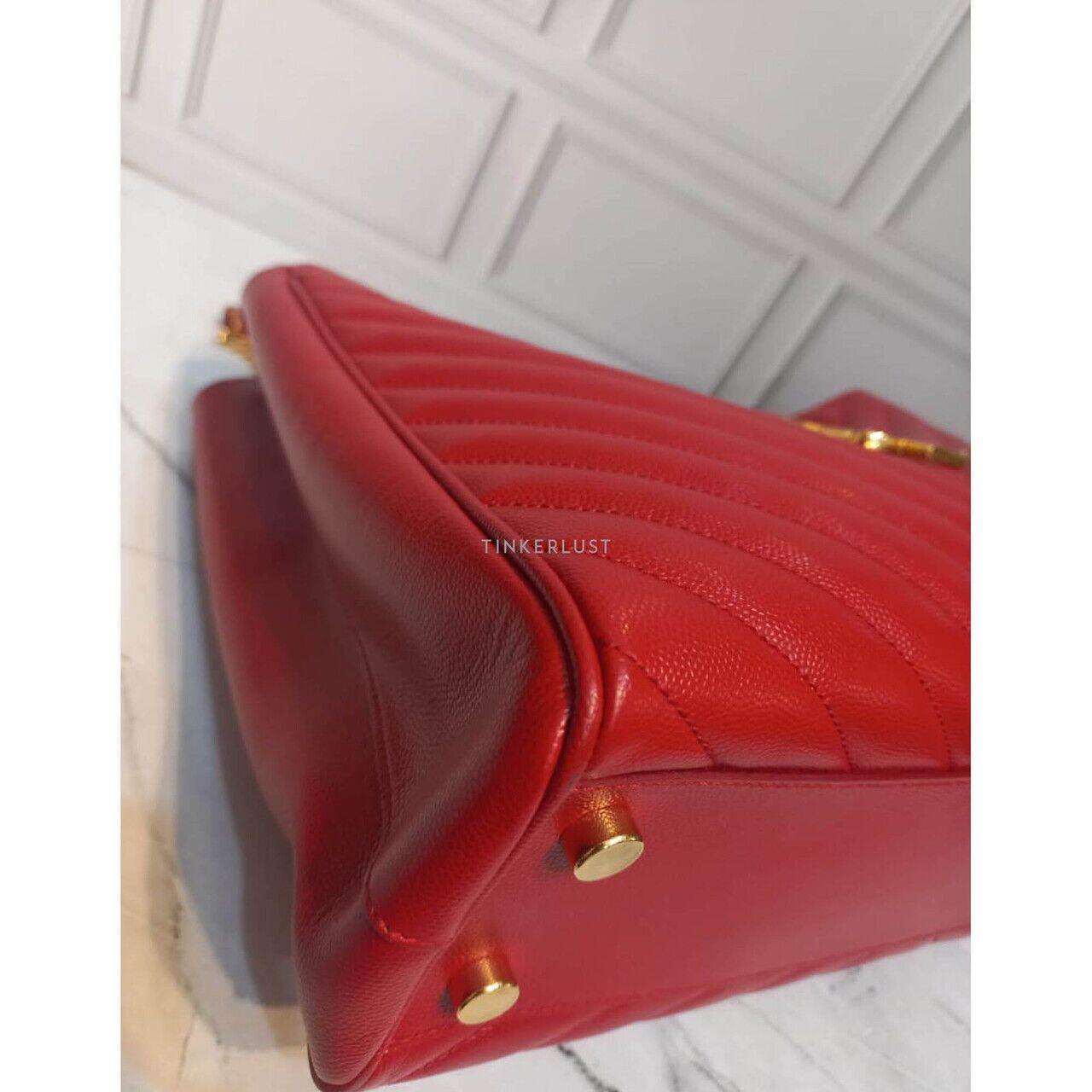 Saint Laurent Cassandra Shopper Red Grain Leather 2014 GHW Tote Bag