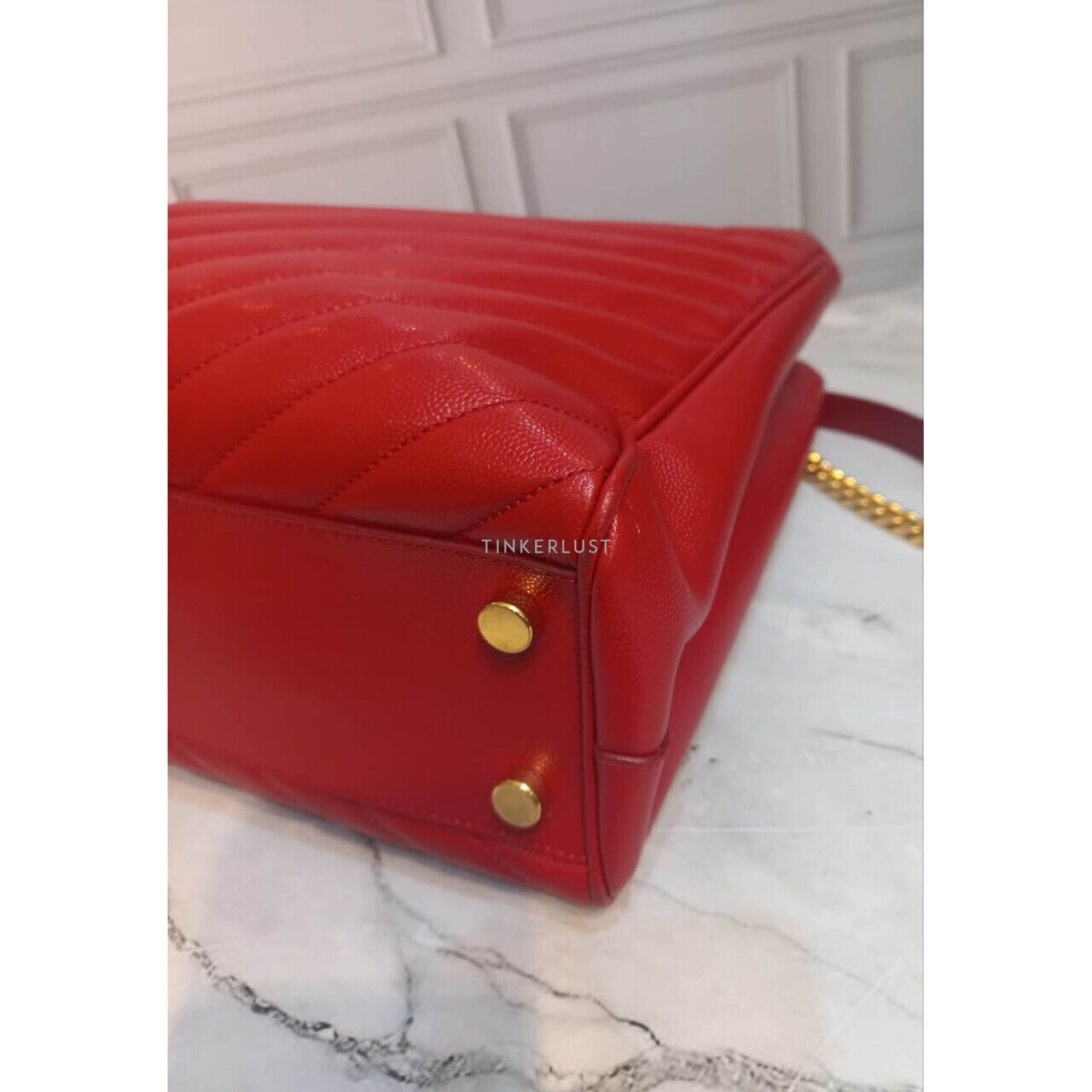 Saint Laurent Cassandra Shopper Red Grain Leather 2014 GHW Tote Bag
