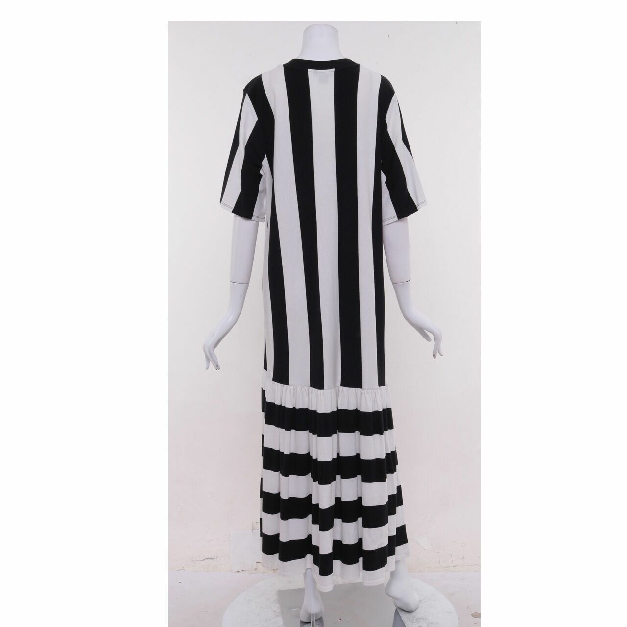 Monki Black & White Stripes Long Dress