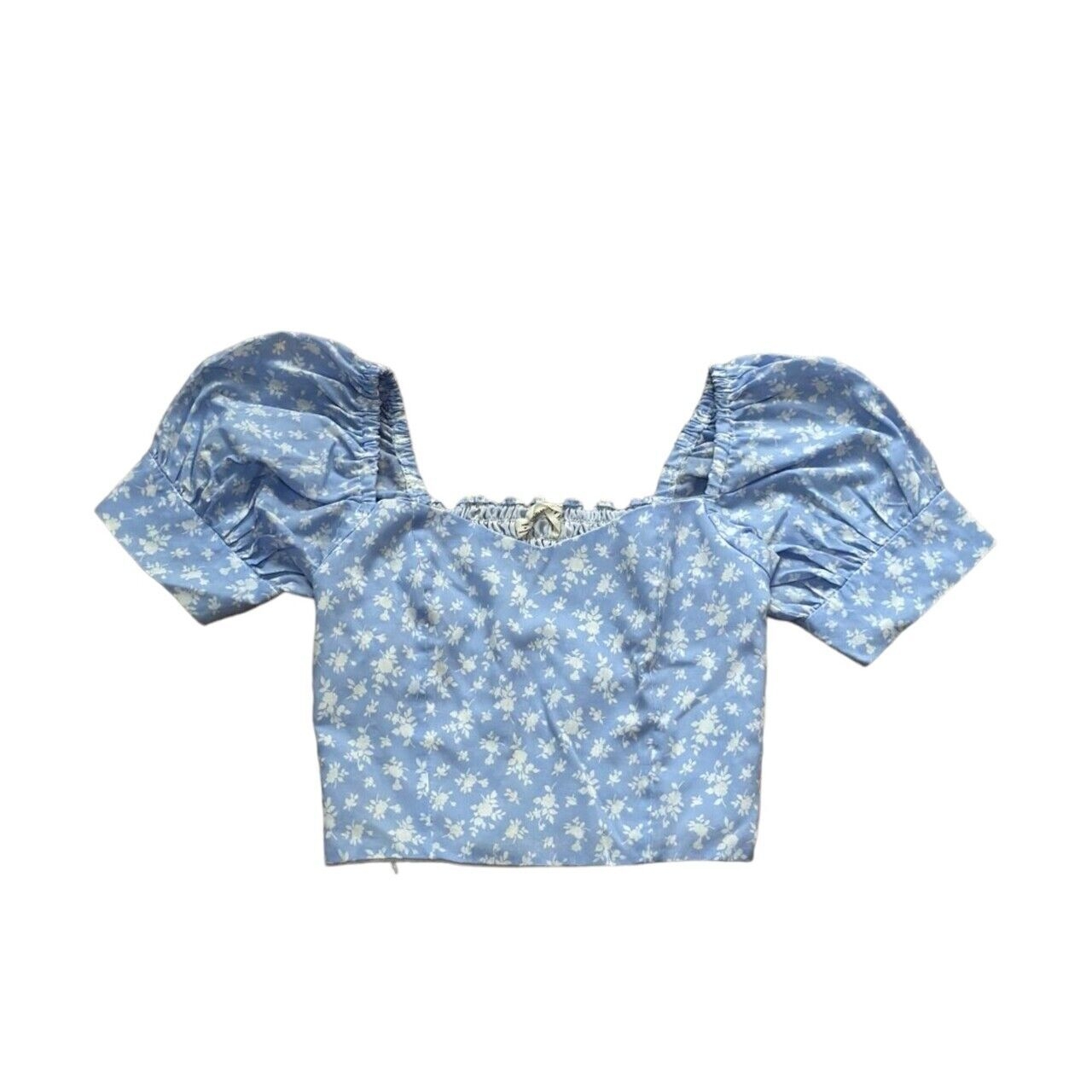 With Love Blue Floral Cropped Blouse