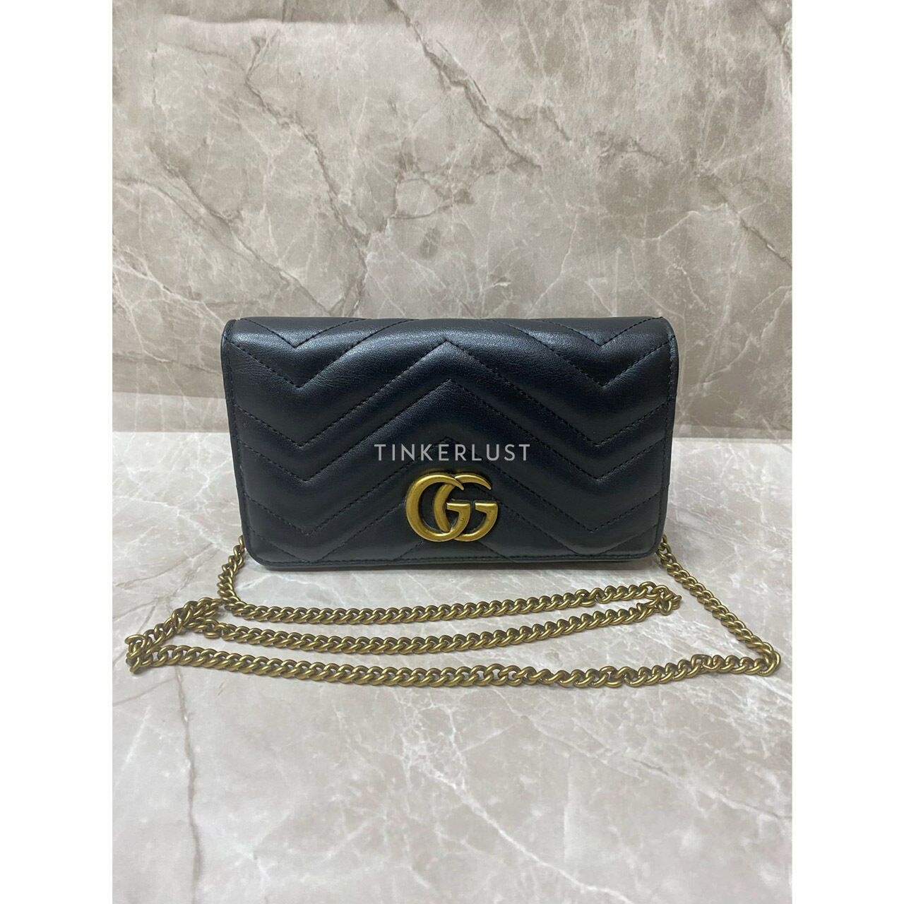 Gucci Marmont WOC Black GHW Sling Bag
