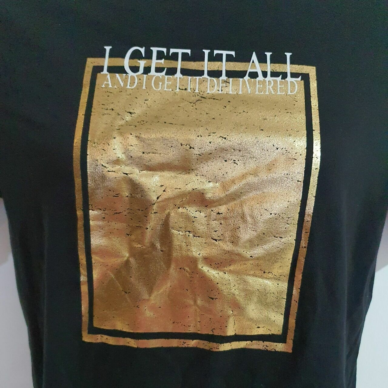 Urban & Co Gold Foil Printed Black Tshirt