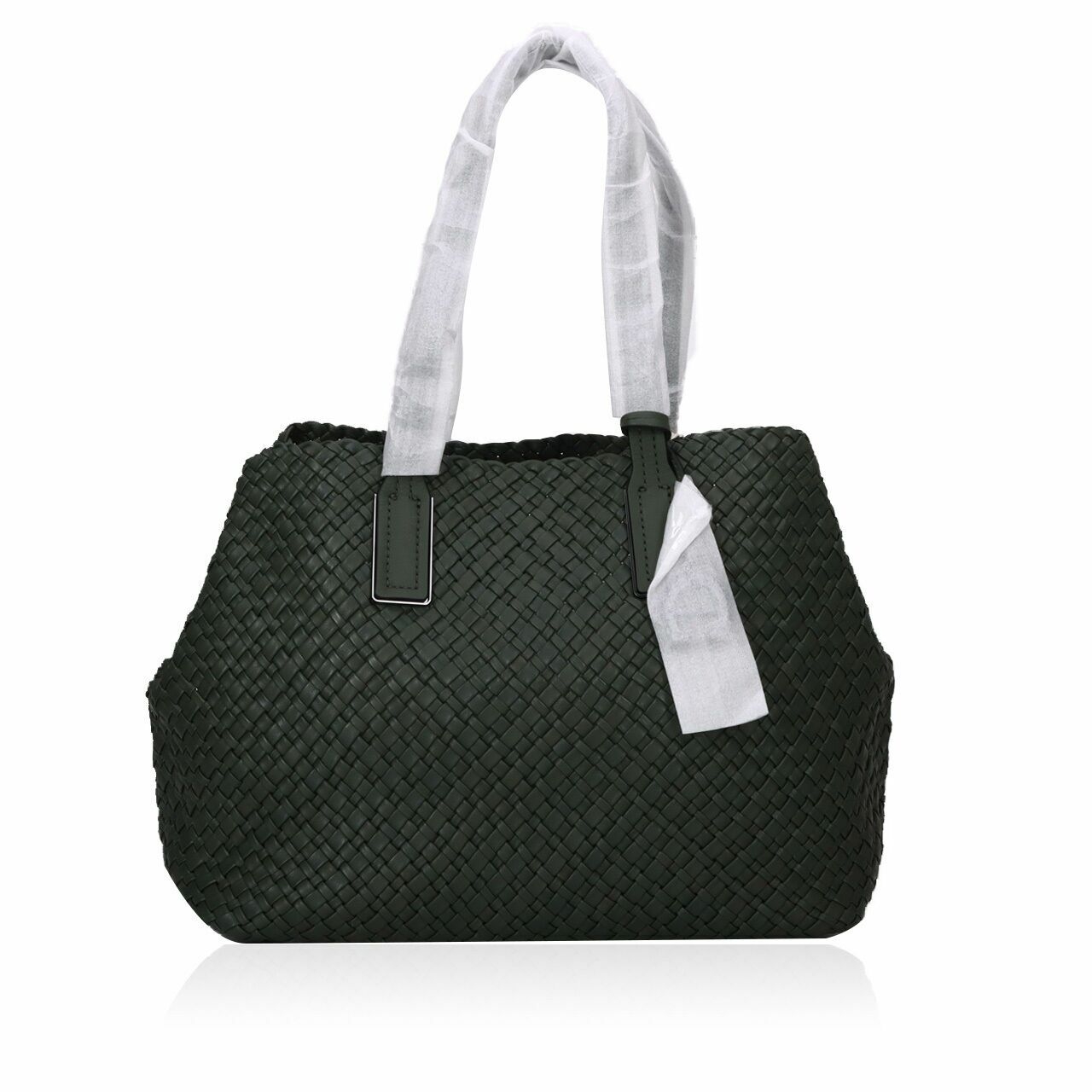Etienne Aigner Irene Woven Leather Tote Pine Green
