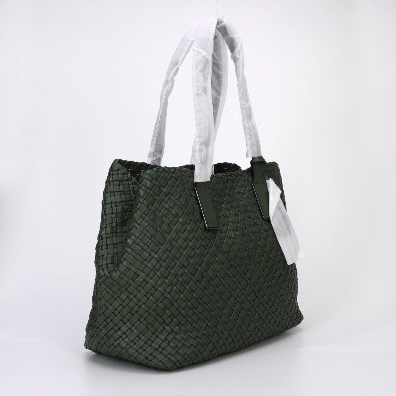 Etienne Aigner Irene Woven Leather Tote Pine Green