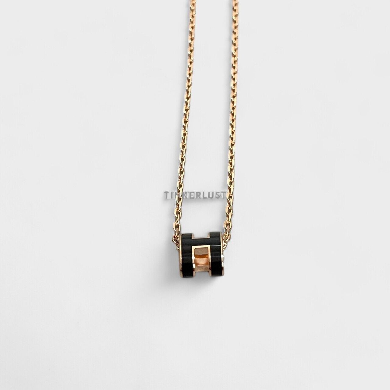 Hermes Mini Pop H Plaque Or Rose Necklace