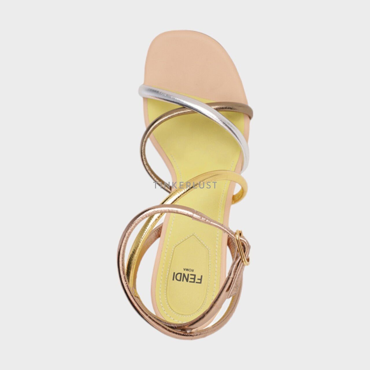 Fendi Women First Open Toe Strappy 90mm in Gold Multicolor Heels