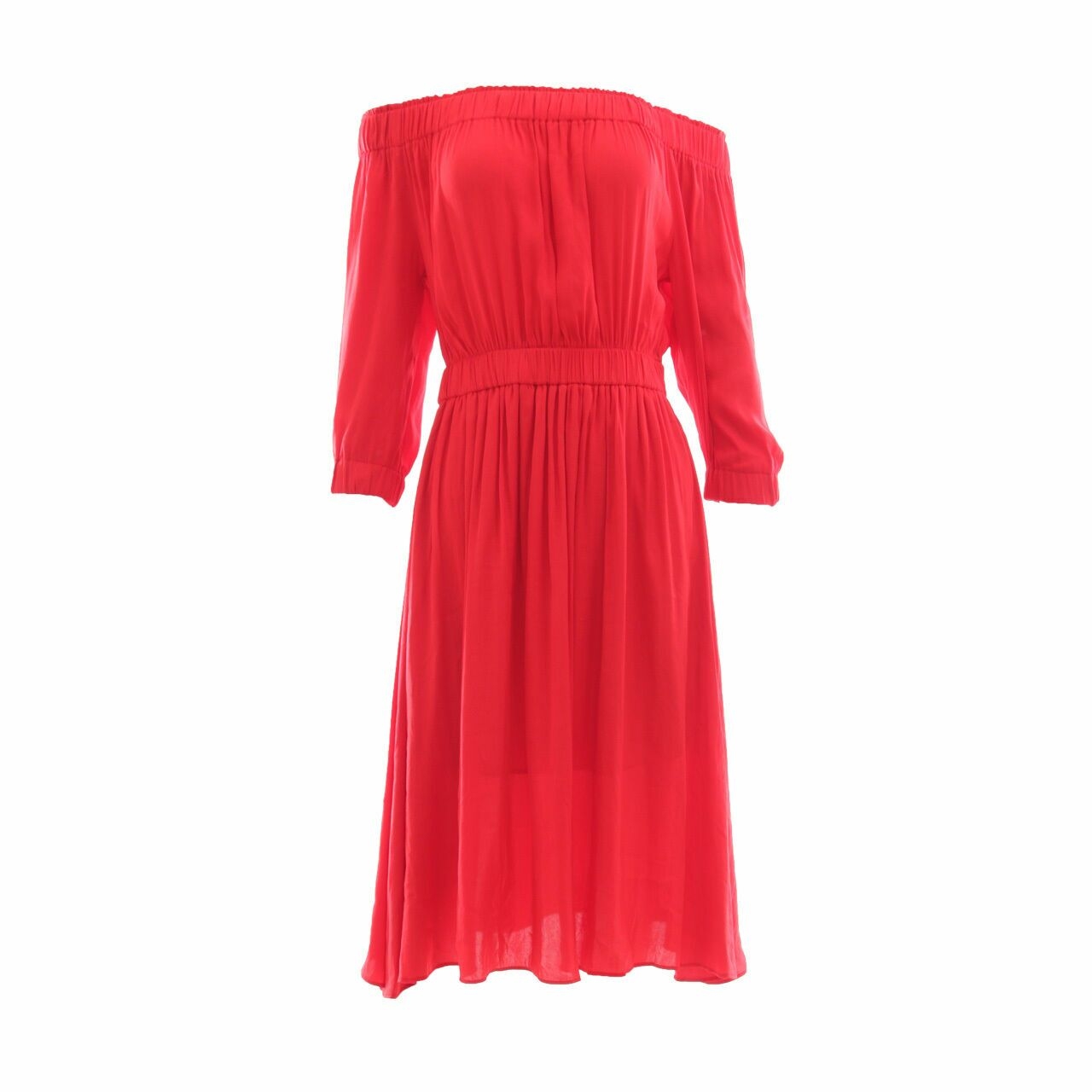 Witchery Red Bardot Midi Dress