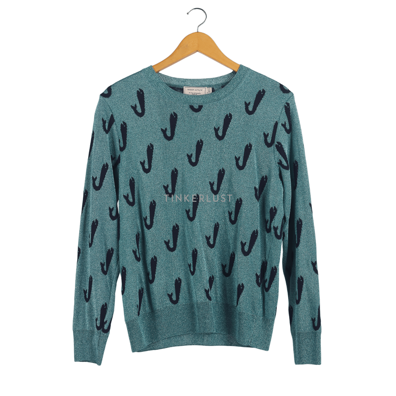 Maison Kitsune Green Metallic Sweater
