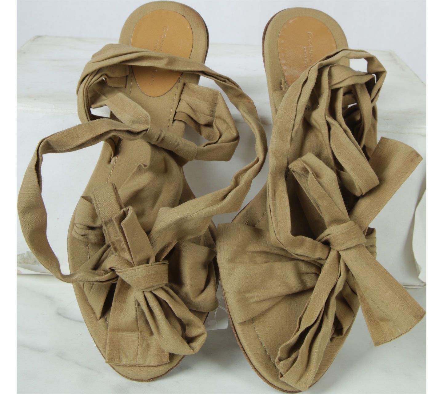 Donna Karan Light Brown Lace Up Sandals