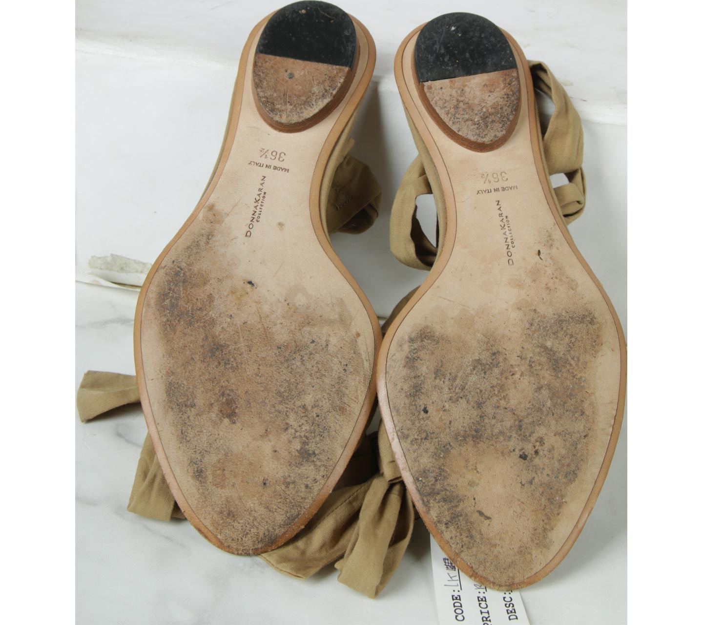 Donna Karan Light Brown Lace Up Sandals