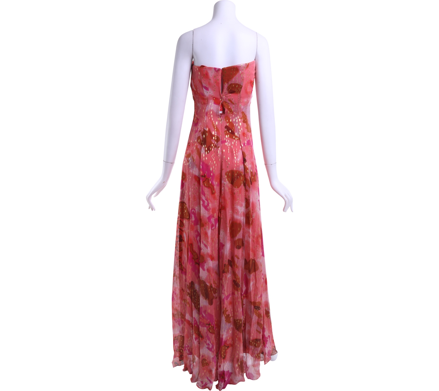 Nicole Miller Pink Patterned of Shoulder Long Dress