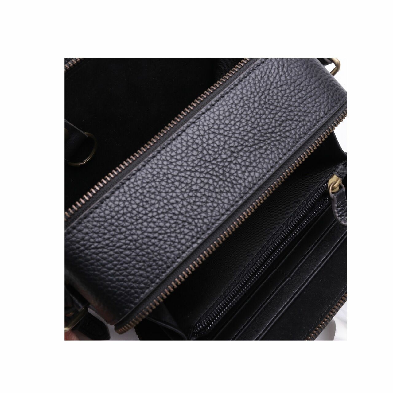 Purotti Black & Taupe Leather Sling Bag