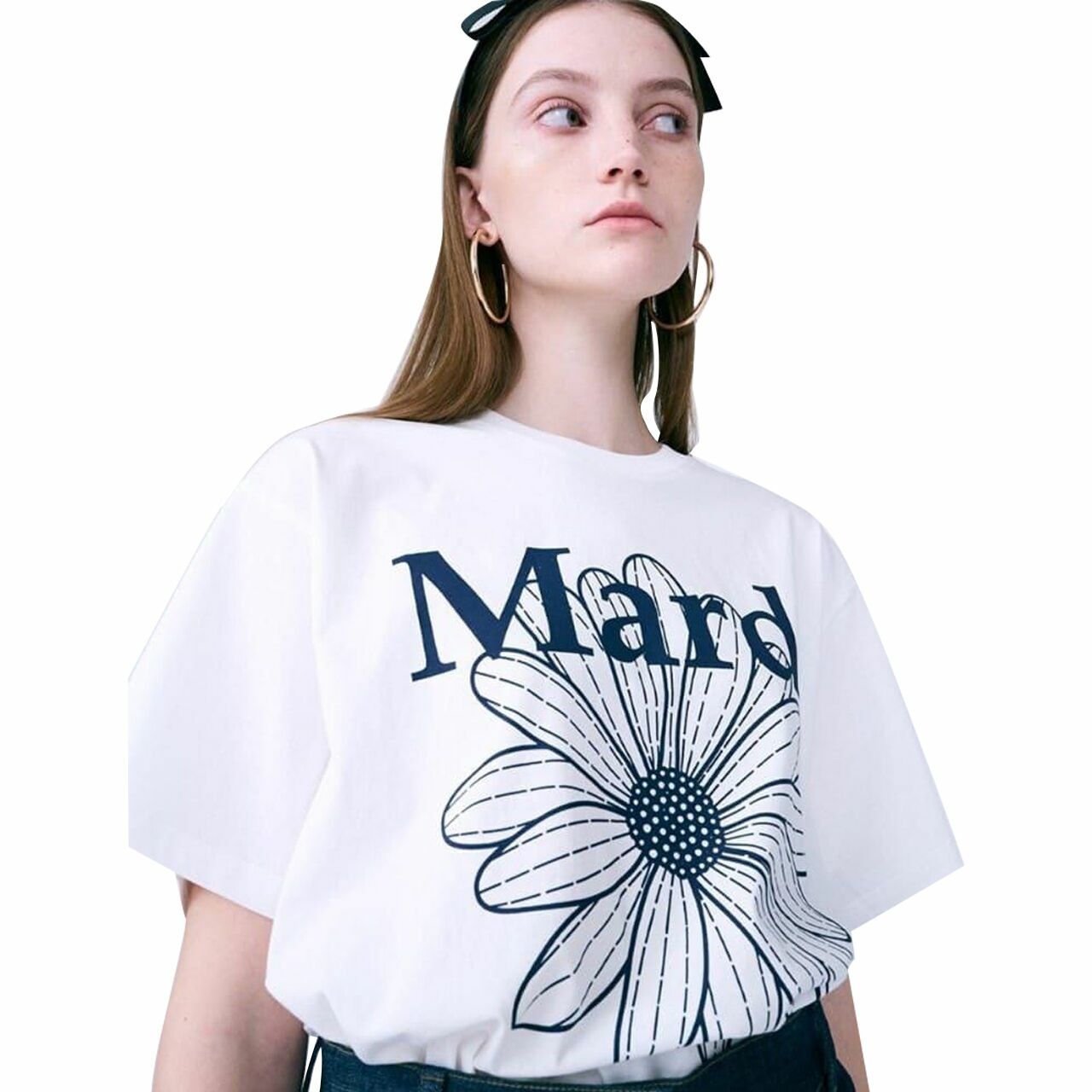 Mardi Mercredi Tshirt in White & Navy Dark